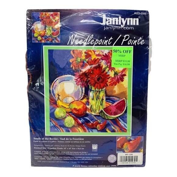 Janlynn Needlepoint Kit South of the Border 023-0500 Fruit Floral14x14 Bright - Picture 1 of 6
